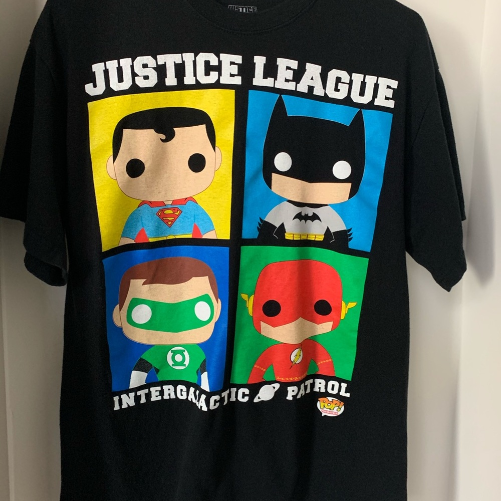 Justice league pop figure shirt